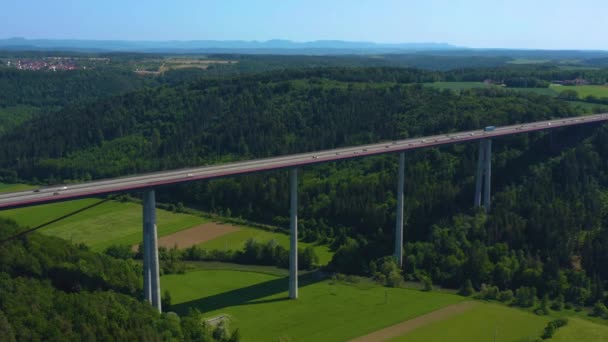Letecký Most Autobahn Neckarblick Německu Černém Lese — Stock video