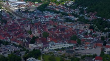 Almanya 'daki Mosbach şehrinden hava görüntüsü.