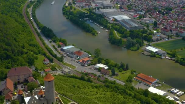 Letecký Pohled Města Hamersheim Hrad Hornberg Německu — Stock video