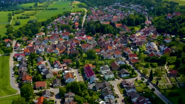 Vista Aérea Del Pueblo Palacio Heinsheim Alemania — Vídeos de Stock