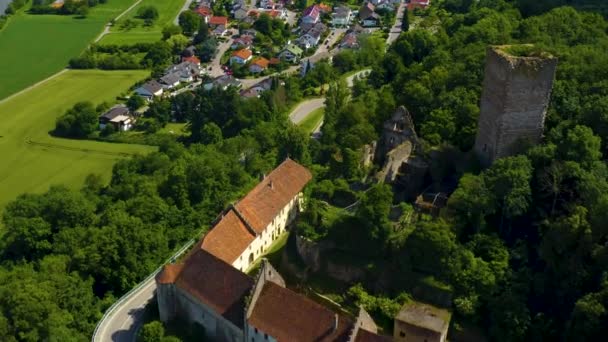 Widok Lotu Ptaka Zamek Ehrenberg Pobliżu Miejscowości Heinsheim Niemczech Pan — Wideo stockowe