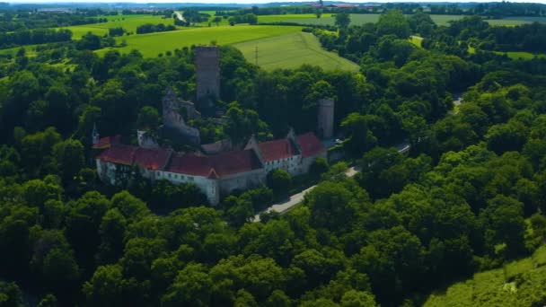 Vista Aérea Castelo Ehrenberg Perto Aldeia Heinsheim Alemanha Pan Para — Vídeo de Stock