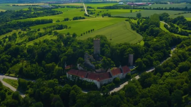 Vista Aérea Castelo Ehrenberg Perto Aldeia Heinsheim Alemanha Pan Para — Vídeo de Stock