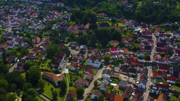 Luftaufnahme Des Dorfes Und Schlosses Heinsheim Deutschland Raus Aus Dem — Stockvideo