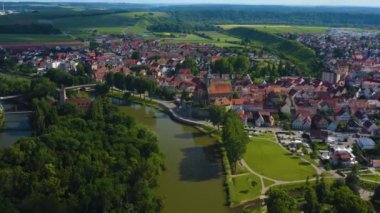 Almanya 'daki Lauffen am Neckar şehrinin hava manzarası.