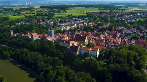 Flygfoto Över Staden Bad Wimpfen Tyskland Bred Utsikt Över Gamla — Stockvideo