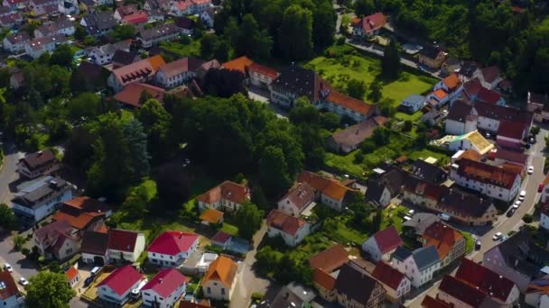 Vista Aérea Aldeia Palácio Heinsheim Alemanha Zoom Para Fora Palácio — Vídeo de Stock
