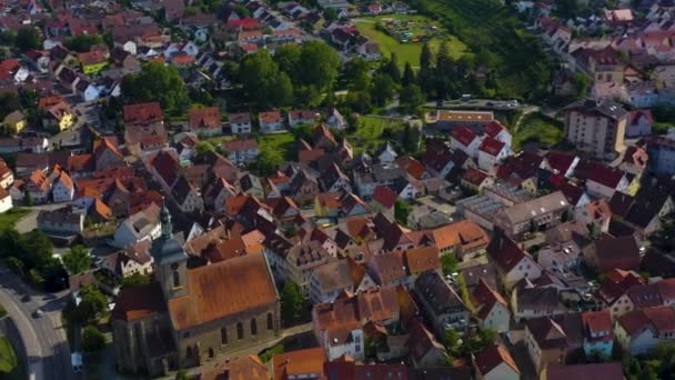 Luftaufnahme Der Stadt Lauffen Neckar Deutschland Rechts Über Der Altstadt — Stockvideo