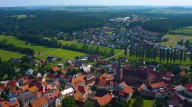 Almanya 'daki Mudau köyünün hava manzarası. 