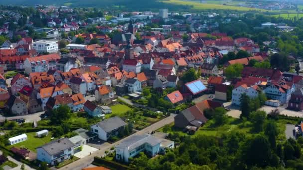Повітряний Вид Село Бахен Німеччині Раннього Сонячного Ранку Весною — стокове відео