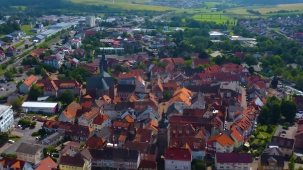 Veduta Aerea Del Villaggio Buchen Germania Primavera Mattina Presto Soleggiata — Video Stock