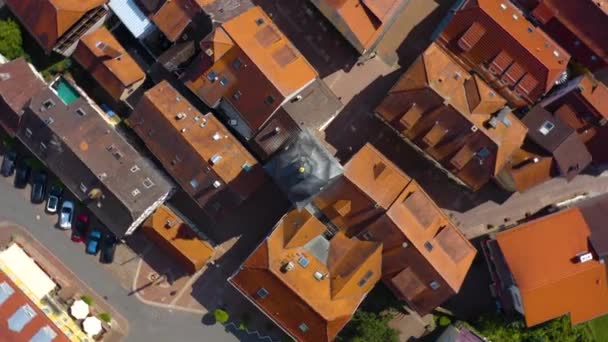 Vista Aérea Del Pueblo Buchen Alemania Una Mañana Soleada Primavera — Vídeo de stock