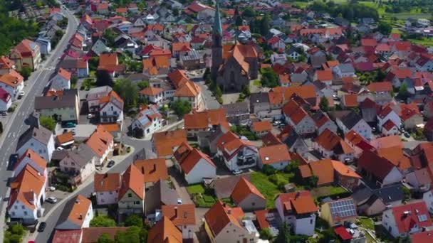 Повітряний Вид Село Гойпфінген Німеччині Праворуч Від Центру Міста — стокове відео