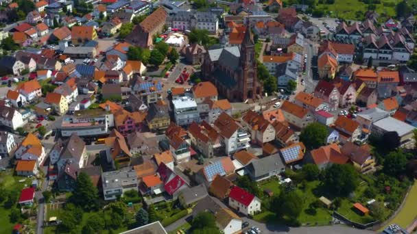 Повітряний Вид Село Гардгайм Німеччині Весняний Сонячний День — стокове відео