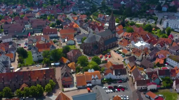 Вид Воздуха Деревню Хардхайм Германии Солнечный День Весной — стоковое видео