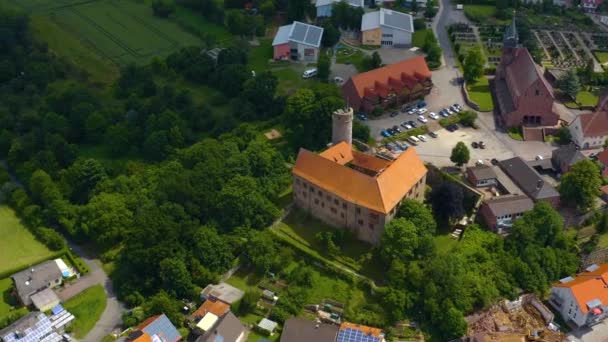 Letecký Pohled Obec Kuelsheim Německu Zamračený Den Jaře — Stock video