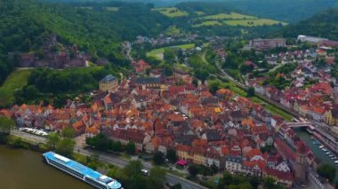 Almanya 'nın Wertheim am Main kentinin hava görüntüsü.