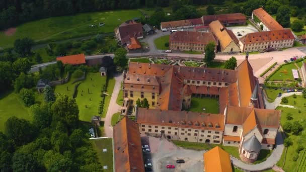 Luchtfoto Van Het Klooster Bronnbach Duitsland Een Zonnige Dag Het — Stockvideo