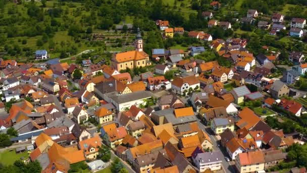 Letecký Pohled Obec Reicholzheim Německu Jaře Slunečný Den — Stock video