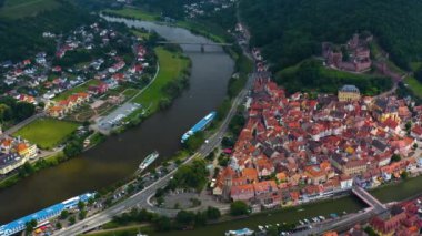 Almanya 'nın Wertheim am Main kentinin hava görüntüsü. 