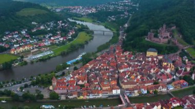 Almanya 'nın Wertheim am Main kentinin hava görüntüsü. 