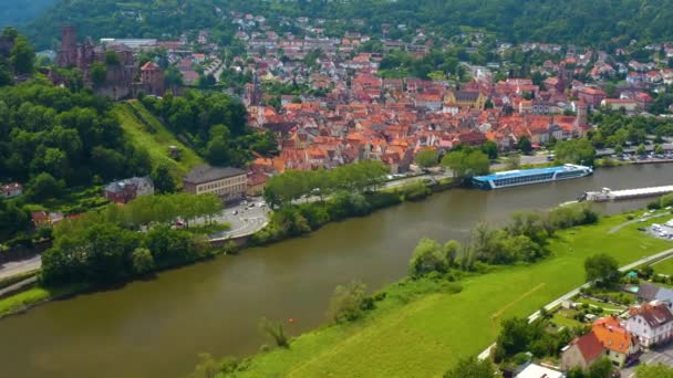 Vista Aérea Ciudad Wertheim Main Alemania — Vídeos de Stock