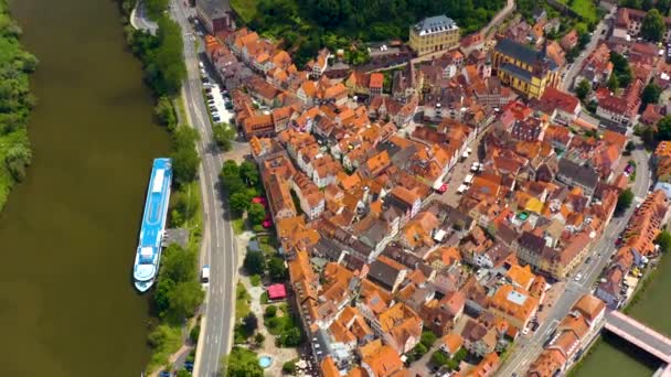 Veduta Aerea Della Città Wertheim Main Germania — Video Stock