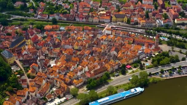 Veduta Aerea Della Città Wertheim Main Germania — Video Stock