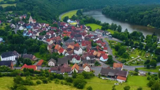 Vue Aérienne Village Urphar Allemagne Jour Printemps — Video