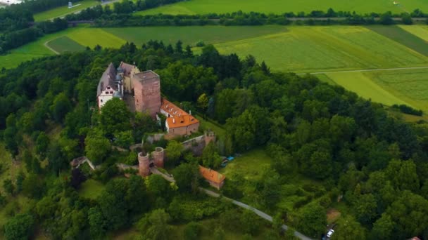 Vue Aérienne Village Château Gamburg Allemagne Fin Après Midi Printemps — Video