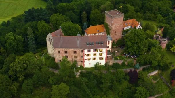 Veduta Aerea Del Villaggio Del Castello Gamburg Germania Tardo Pomeriggio — Video Stock