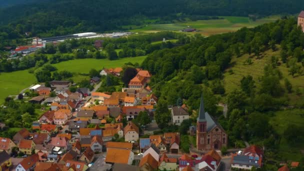 Aerial View Village Castle Gamburg Germany — Stock Video