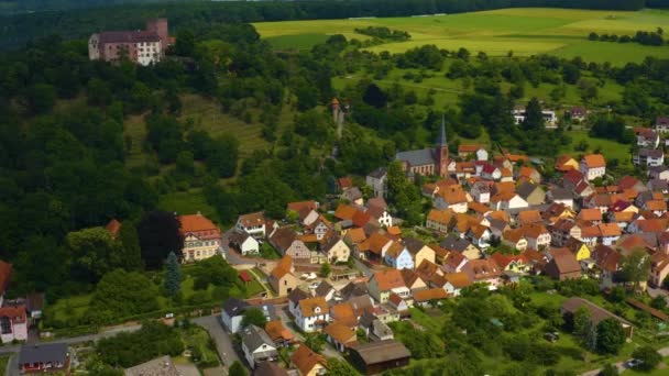 Widok Lotu Ptaka Wieś Zamek Gamburg Niemczech — Wideo stockowe