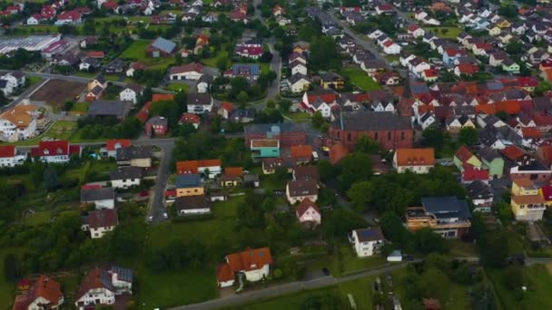 Aerial Village Werbach Germany Late Afternoon Spring — Stock Video