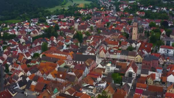 Vzduch Města Tauberbischofsheim Německu Široký Pohled — Stock video