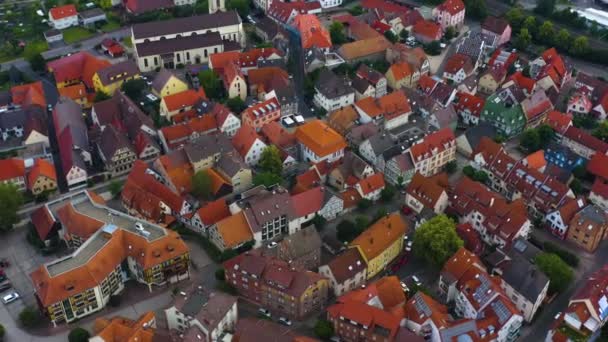 Aerial Orașului Vechi Tauberbischofsheim Germania Într După Amiază Târzie Primăvara — Videoclip de stoc