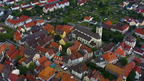 Vista Aérea Parte Velha Cidade Lauda Koenigshofen Alemanha — Vídeo de Stock