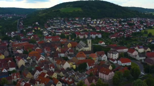 Flygfoto Från Den Gamla Delen Staden Lauda Koenigshofen Tyskland — Stockvideo