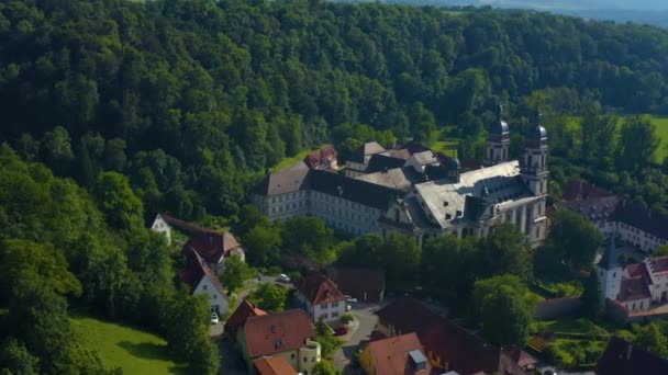 Vista Aérea Mosteiro Escolar Alemanha Num Dia Ensolarado Primavera — Vídeo de Stock