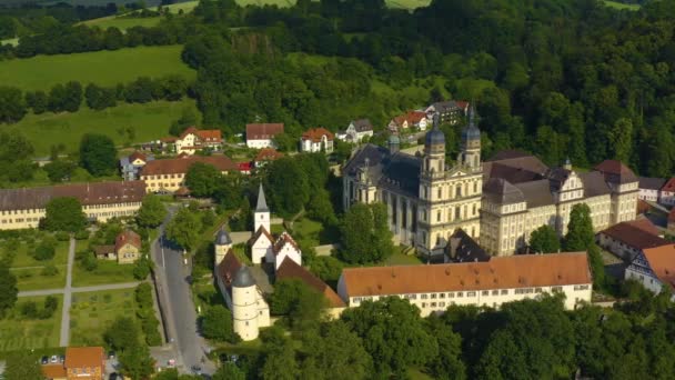 Luftaufnahme Des Klosters Schönental Deutschland Einem Sonnigen Frühlingstag — Stockvideo