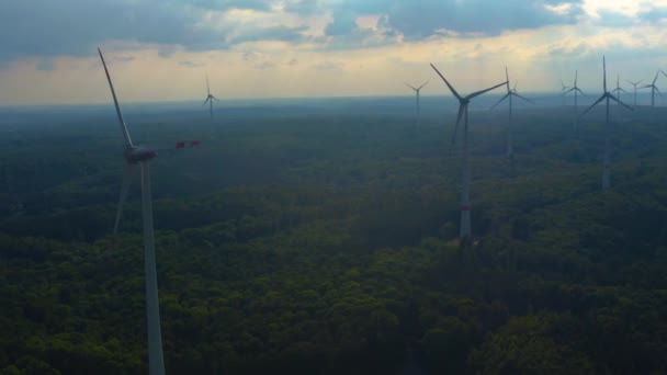 Vue Aérienne Des Éoliennes Près Berlichingen Allemagne Fin Après Midi — Video