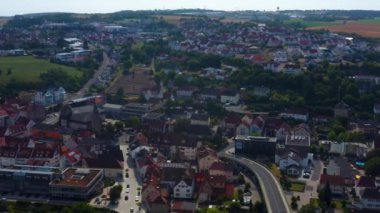 Almanya 'daki Osterburken kentinin hava manzarası. 