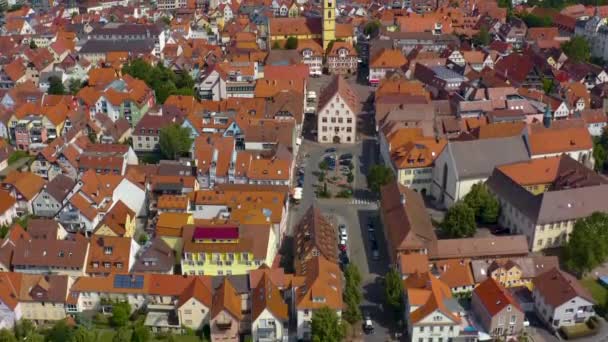 Aerial View Old Town City Bad Mergentheim Sunny Morning Spring — Stock Video