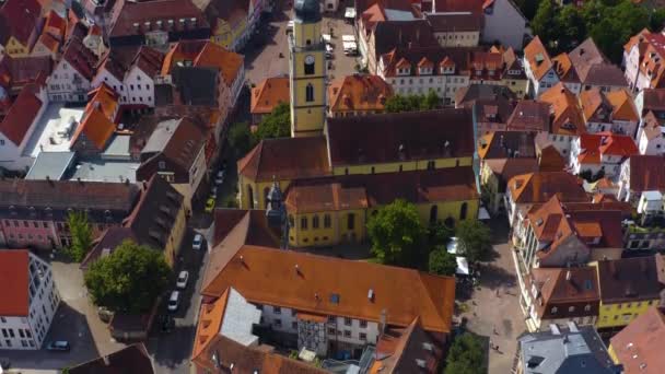 Widok Lotu Ptaka Starego Miasta Bad Mergentheim Słoneczny Poranek Wiosną — Wideo stockowe