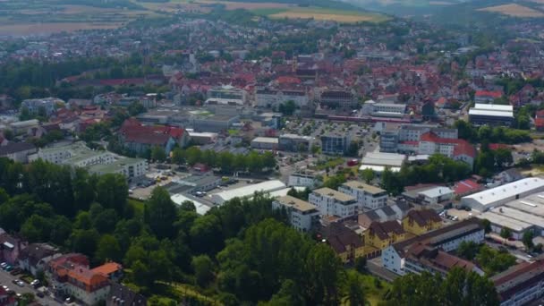 Vista Aérea Cidade Velha Bad Mergentheim Numa Manhã Ensolarada Primavera — Vídeo de Stock