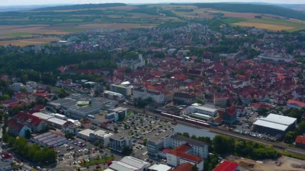 Vista Aérea Cidade Velha Bad Mergentheim Numa Manhã Ensolarada Primavera — Vídeo de Stock