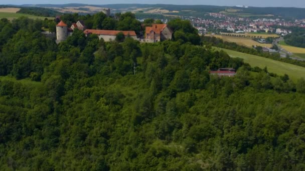 Flygfoto Över Byn Igersheim Och Slottet Burg Neuhaus Tyskland — Stockvideo