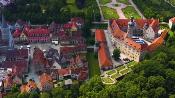 Almanya Daki Weikersheim Sarayı Köyün Havadan Görünüşü — Stok video