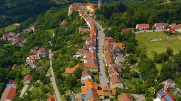 Letecký Pohled Obec Palác Schloss Bartenstein Německu Jaře Slunečný Den — Stock video