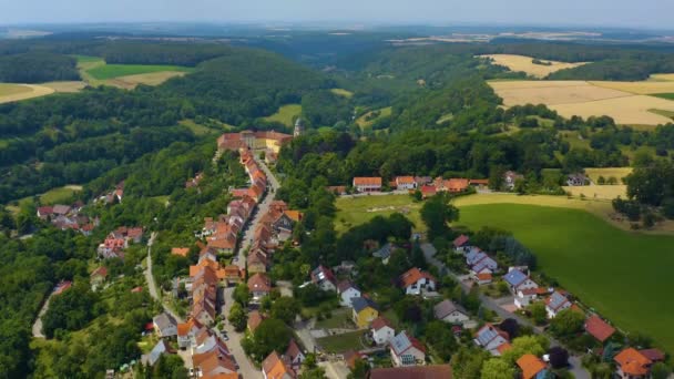 Vista Aérea Aldeia Palácio Schloss Bartenstein Alemanha Num Dia Ensolarado — Vídeo de Stock